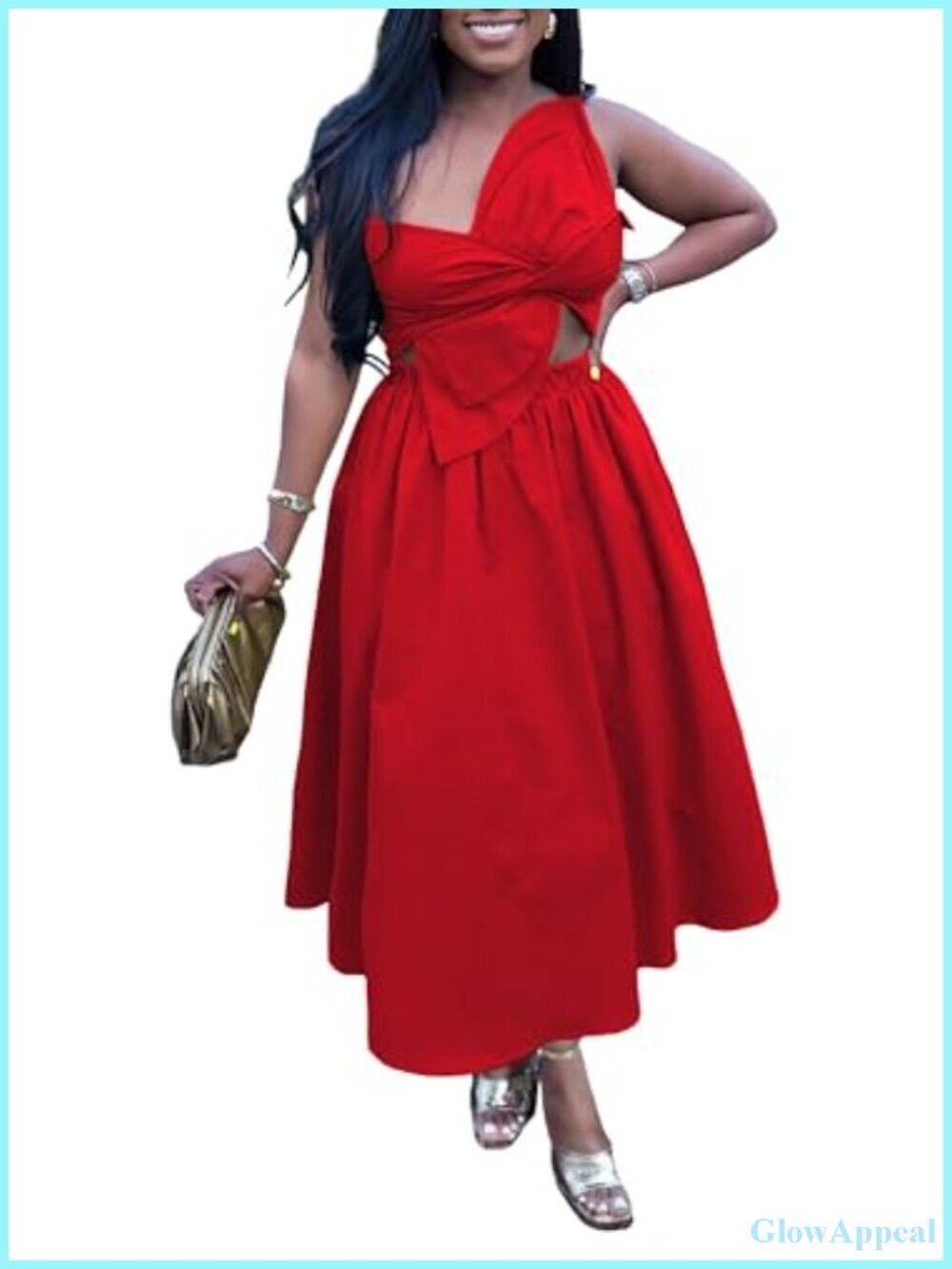 Midi Dress with Pockets Spaghetti Strap Smocked Casual Sundress